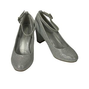 Dream Pairs Demilee Silver Glitter Ankle Strap Dressy Pump Weddding Prom 7.5M